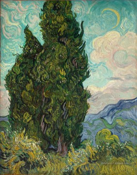 Deux cyprès 2 Vincent van Gogh Peinture à l'huile